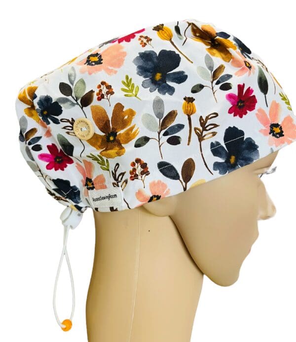 Autumn Floral Scrub Cap