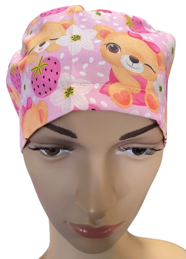 Cute Strawberry Bear Scrub Cap - Image 3