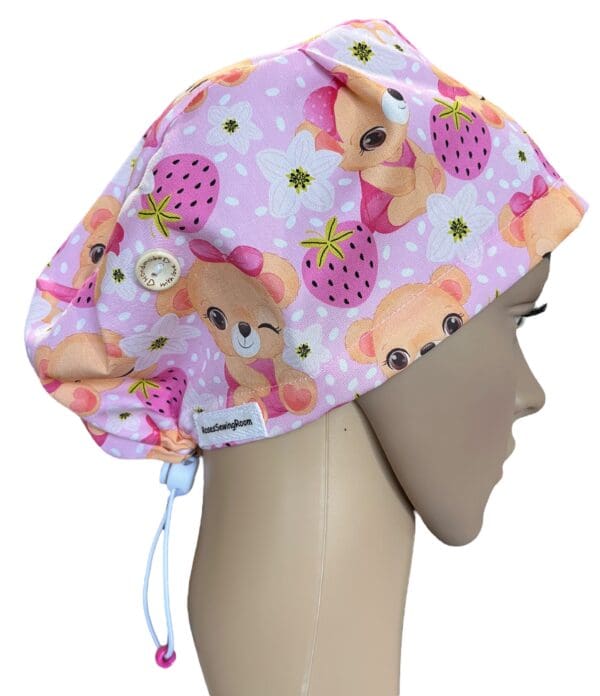 Cute Strawberry Bear Scrub Cap