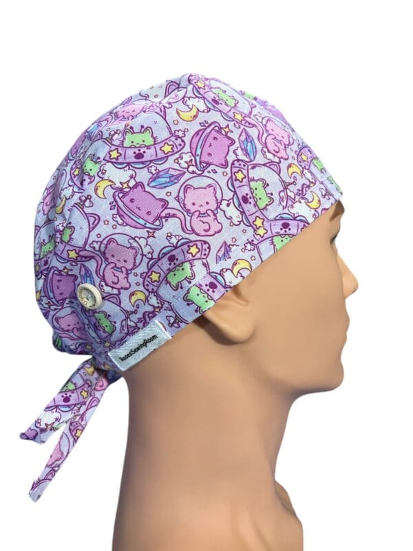 Space Kitty FABRIC TIE Scrub Cap