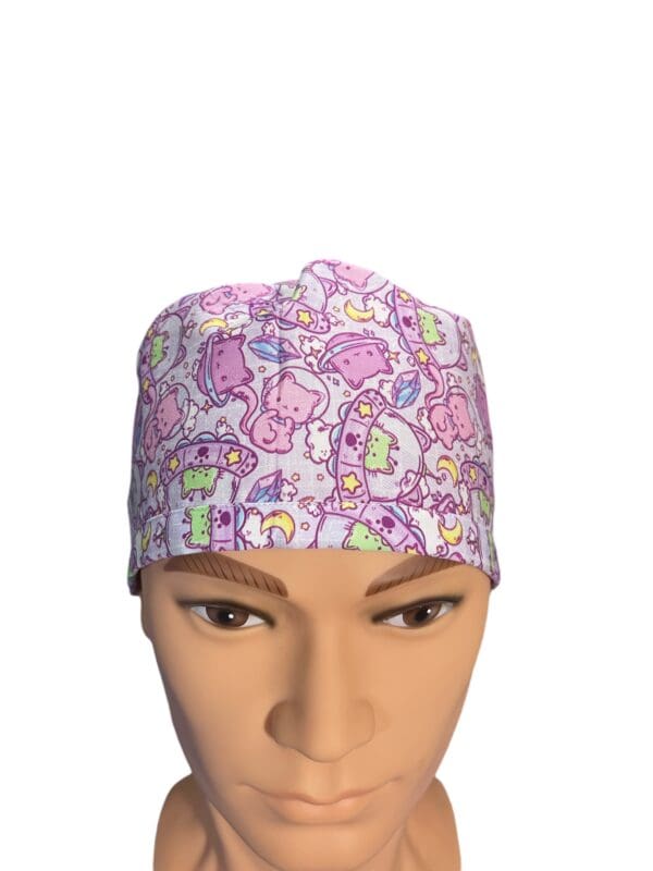 Space Kitty FABRIC TIE Scrub Cap - Image 3