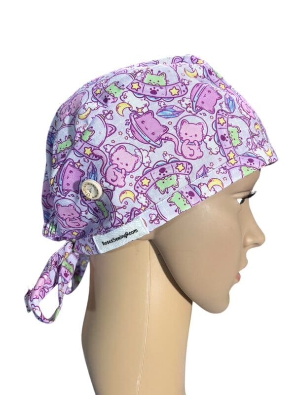 Space Kitty FABRIC TIE Scrub Cap - Image 4