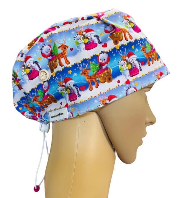 Christmas Snowman Scrub Cap