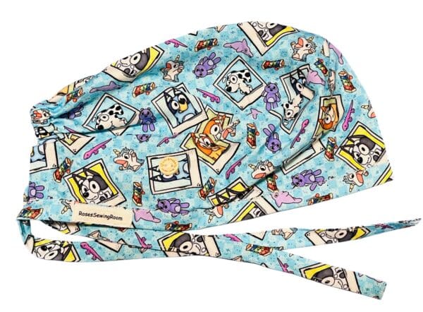 Blue Dog Snapshots Scrub Cap FABRIC TIE