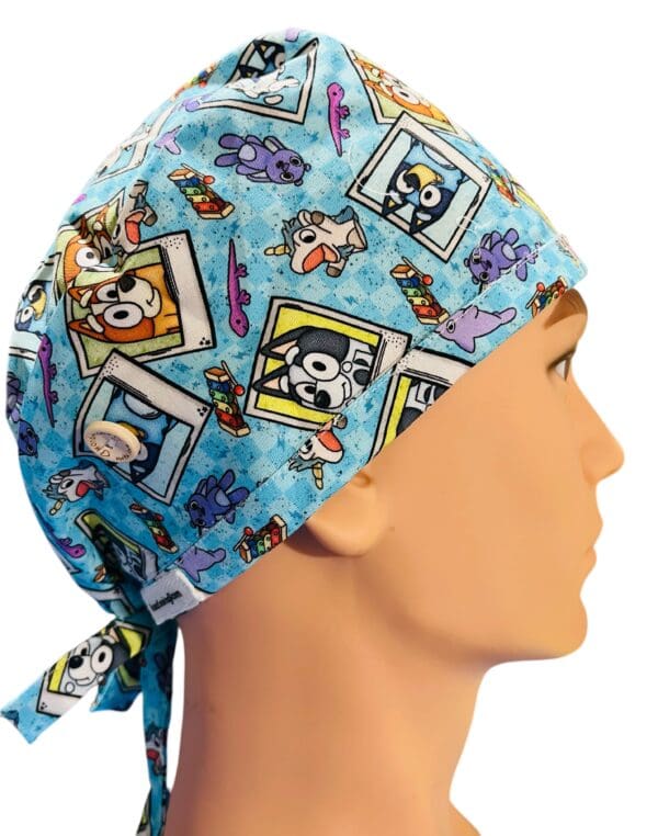 Blue Dog Snapshots Scrub Cap FABRIC TIE - Image 3