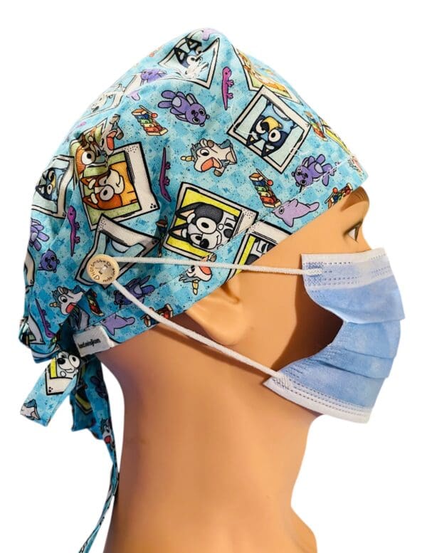 Blue Dog Snapshots Scrub Cap FABRIC TIE - Image 7