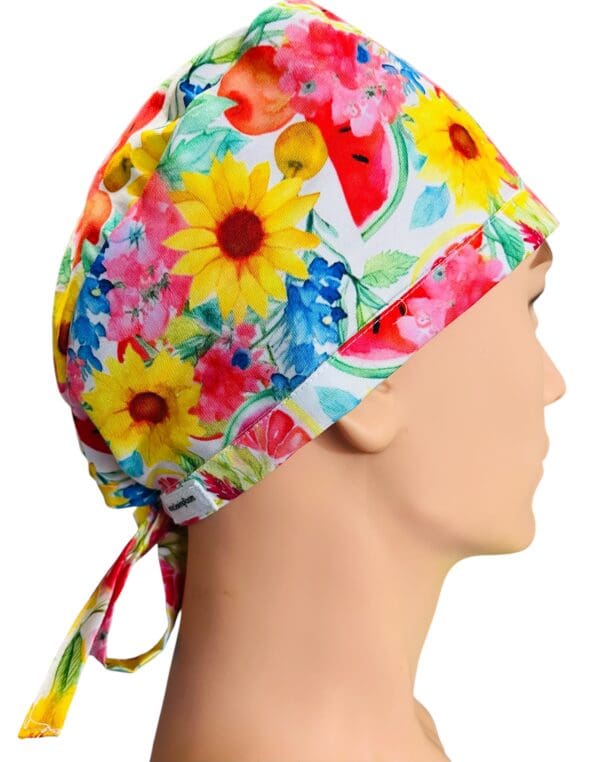 Watermelon Garden FABRIC TIE Scrub Cap - Image 2