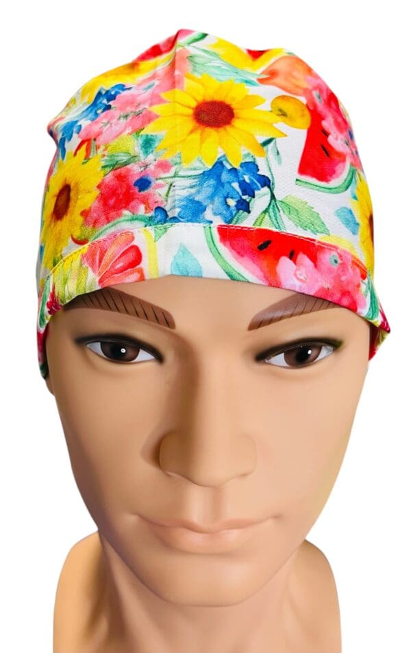 Watermelon Garden FABRIC TIE Scrub Cap - Image 4