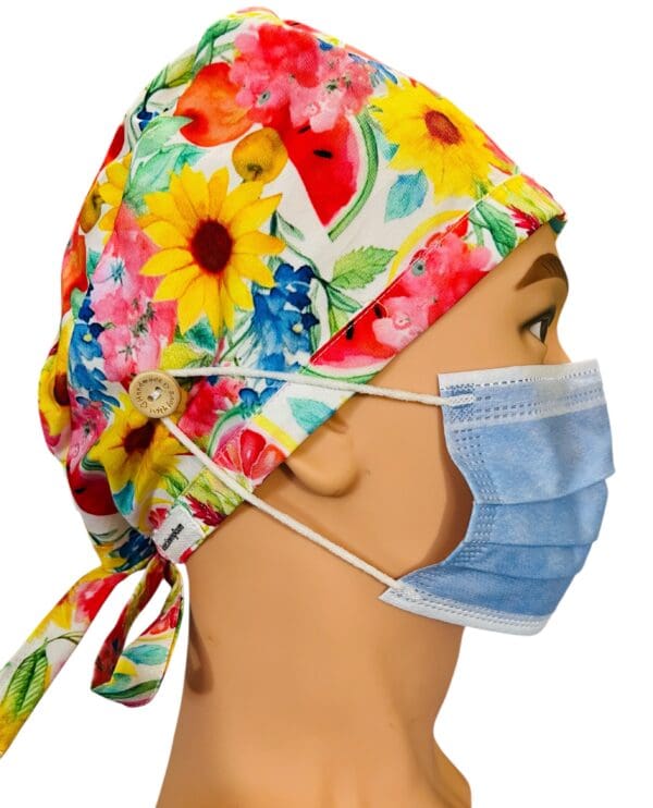 Watermelon Garden FABRIC TIE Scrub Cap - Image 7