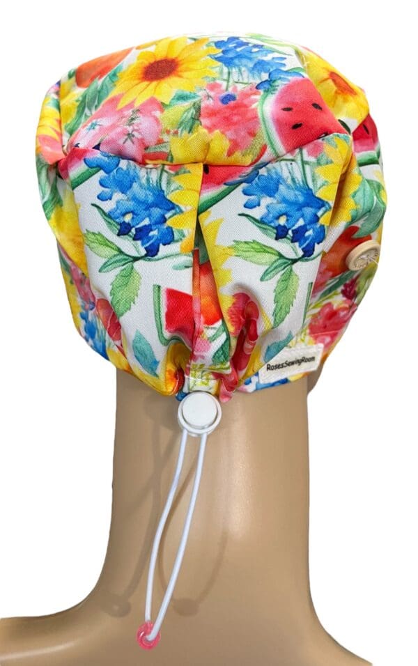 Watermelon Garden Scrub Cap TOGGLE TIE - Image 3