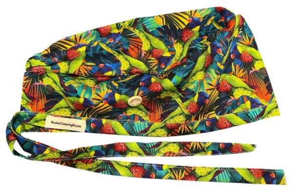 Parrot Paradise FABRIC TIE Scrub Cap