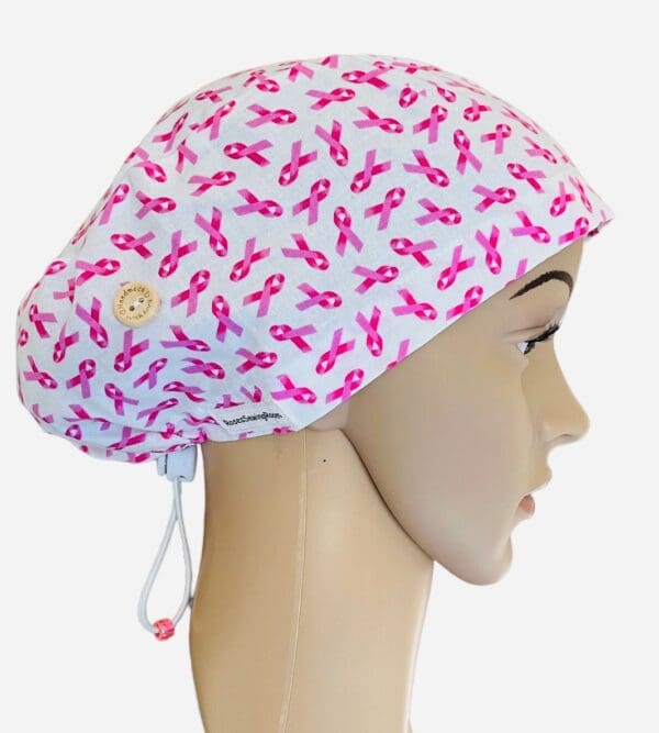 Breast Cancer Pink Ribbon Scrub Cap