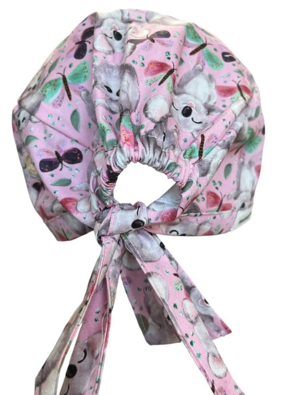 Cute Koala Pink Scrub Cap FABRIC TIE - Image 5