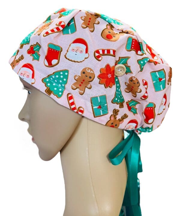 Christmas GingerBread on Pink Scrub Cap - Image 5