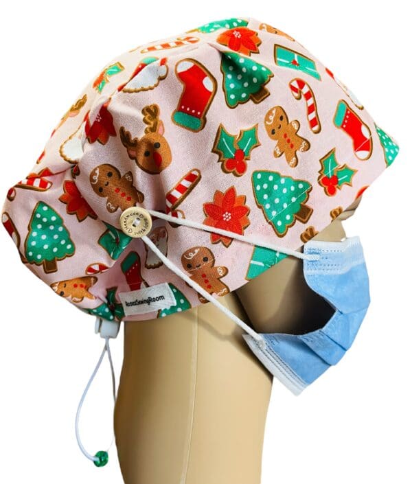 Christmas GingerBread on Pink Scrub Cap - Image 8