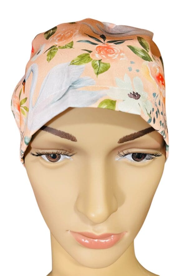 Swan Peach Serenade Scrub Cap - Image 2