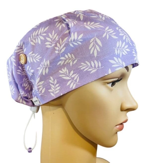 Leaves on Lavender Scrub Cap