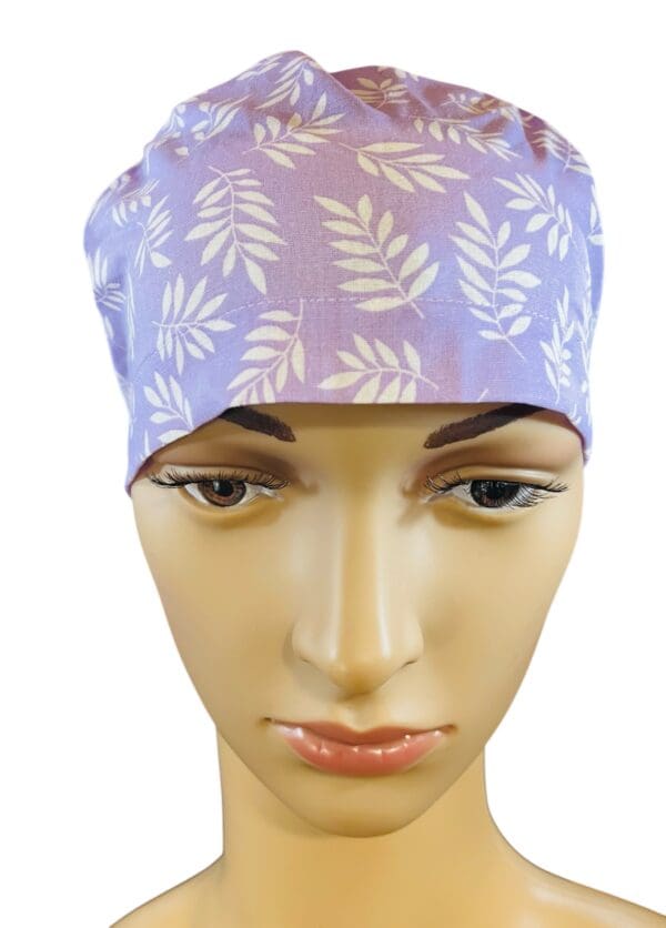 Leaves on Lavender Scrub Cap - Image 2