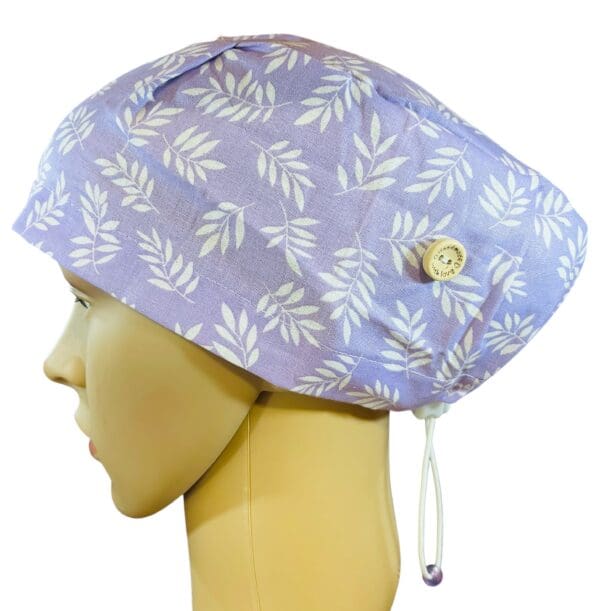 Leaves on Lavender Scrub Cap - Image 3