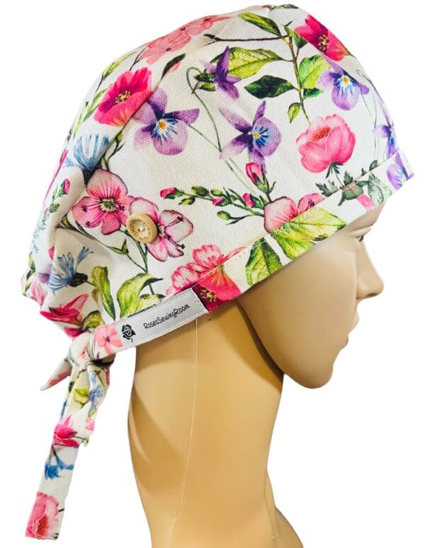 Floral Field FABRIC TIE Scrub cap - Image 2