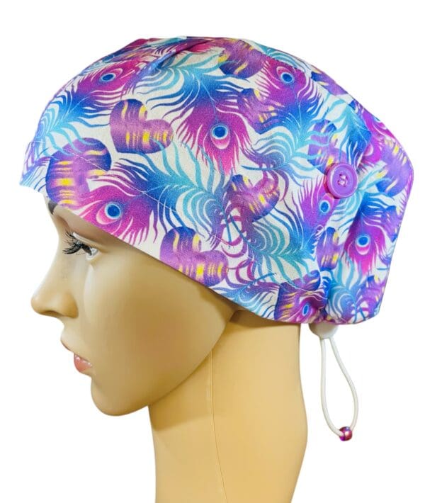 Peacock Feathers Scrub Cap - Image 3