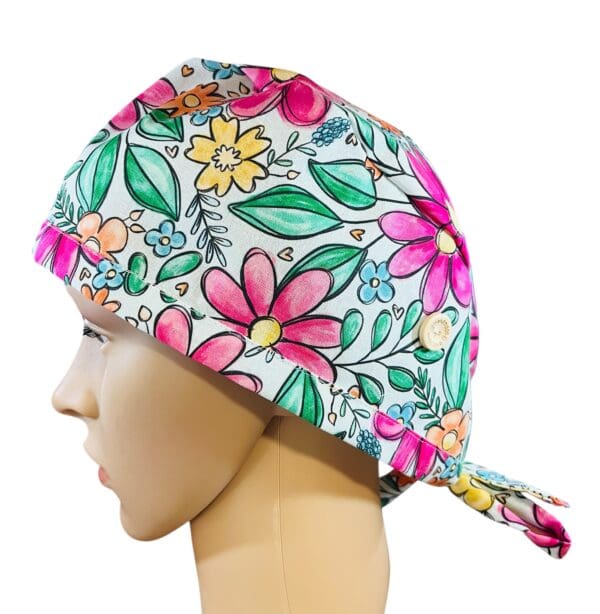 Blooming Joy Scrub Cap FABRIC TIE - Image 4