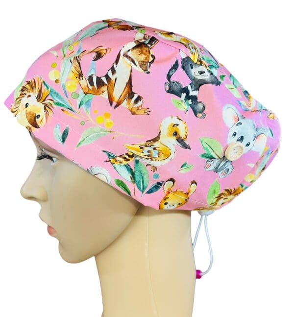 Aussie Baby Animals on Pink Scrub Cap - Image 3