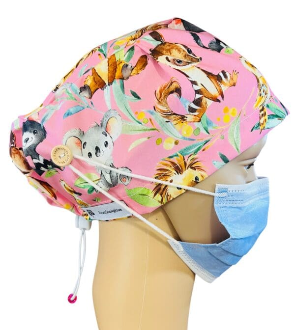 Aussie Baby Animals on Pink Scrub Cap - Image 6