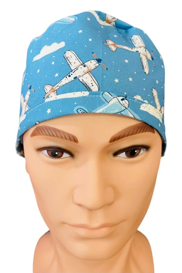 Aeroplane Scrub Cap.  FABRIC TIE - Image 2