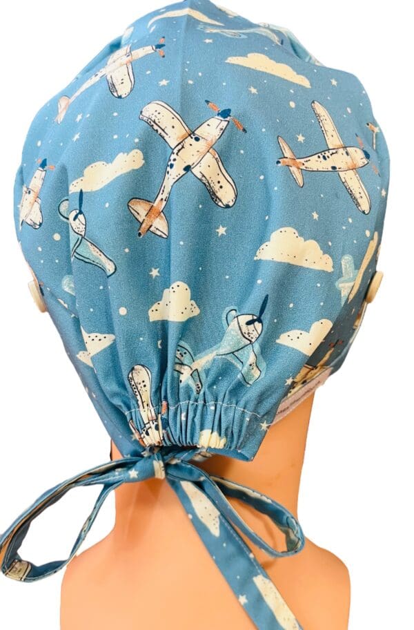 Aeroplane Scrub Cap.  FABRIC TIE - Image 4