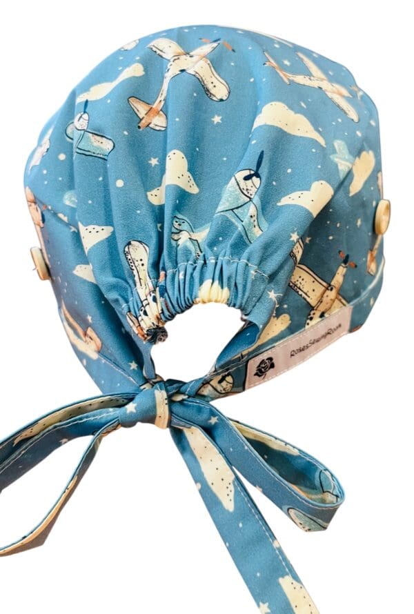 Aeroplane Scrub Cap.  FABRIC TIE - Image 5