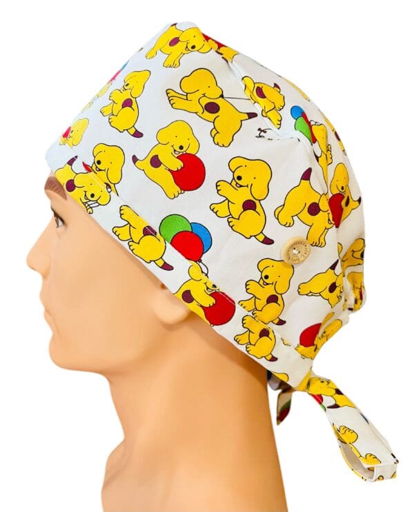 Spotty Dog Scrub Cap FABRIC TIE - Image 3