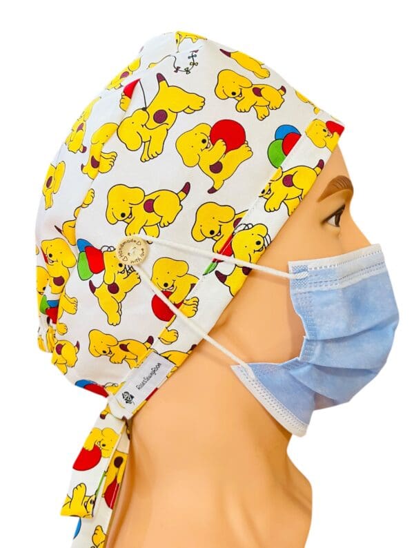 Spotty Dog Scrub Cap FABRIC TIE - Image 6