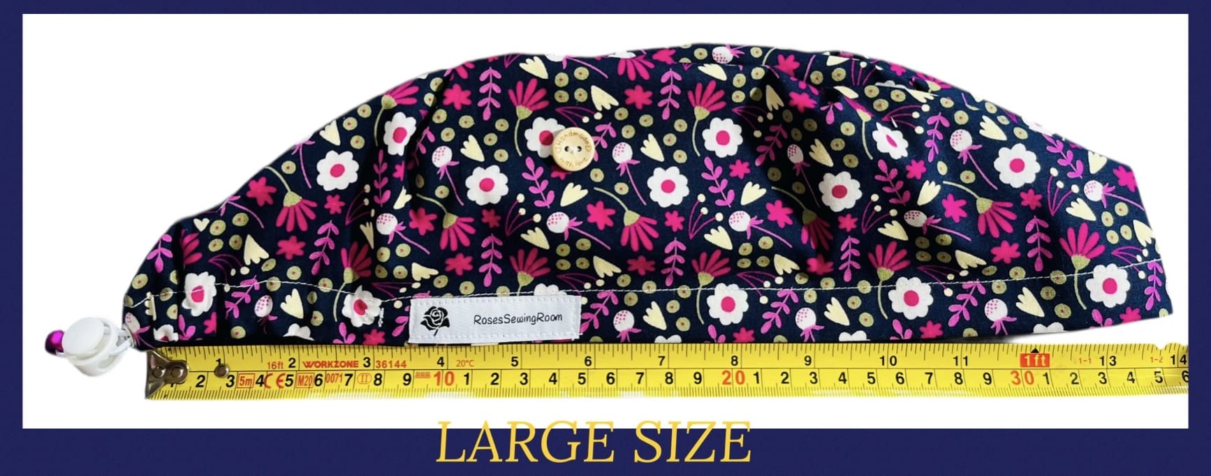 Enchanted Garden Navy Scrub Cap. - Image 8