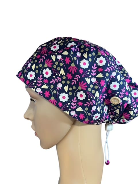 Enchanted Garden Navy Scrub Cap. - Image 3