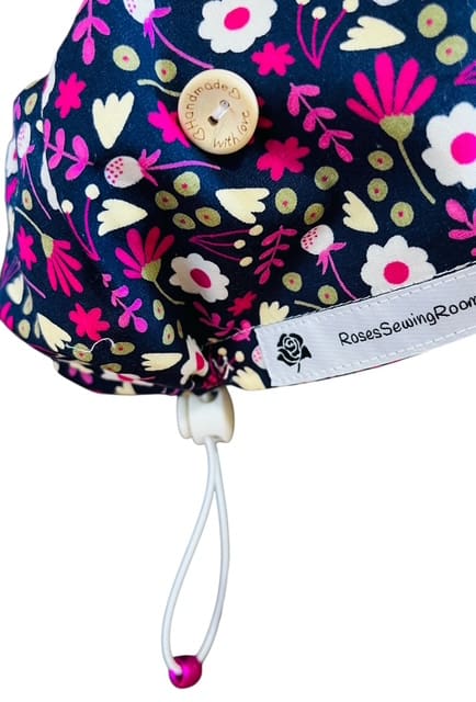 Enchanted Garden Navy Scrub Cap. - Image 5