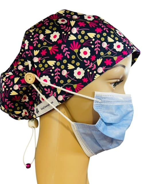 Enchanted Garden Navy Scrub Cap. - Image 6