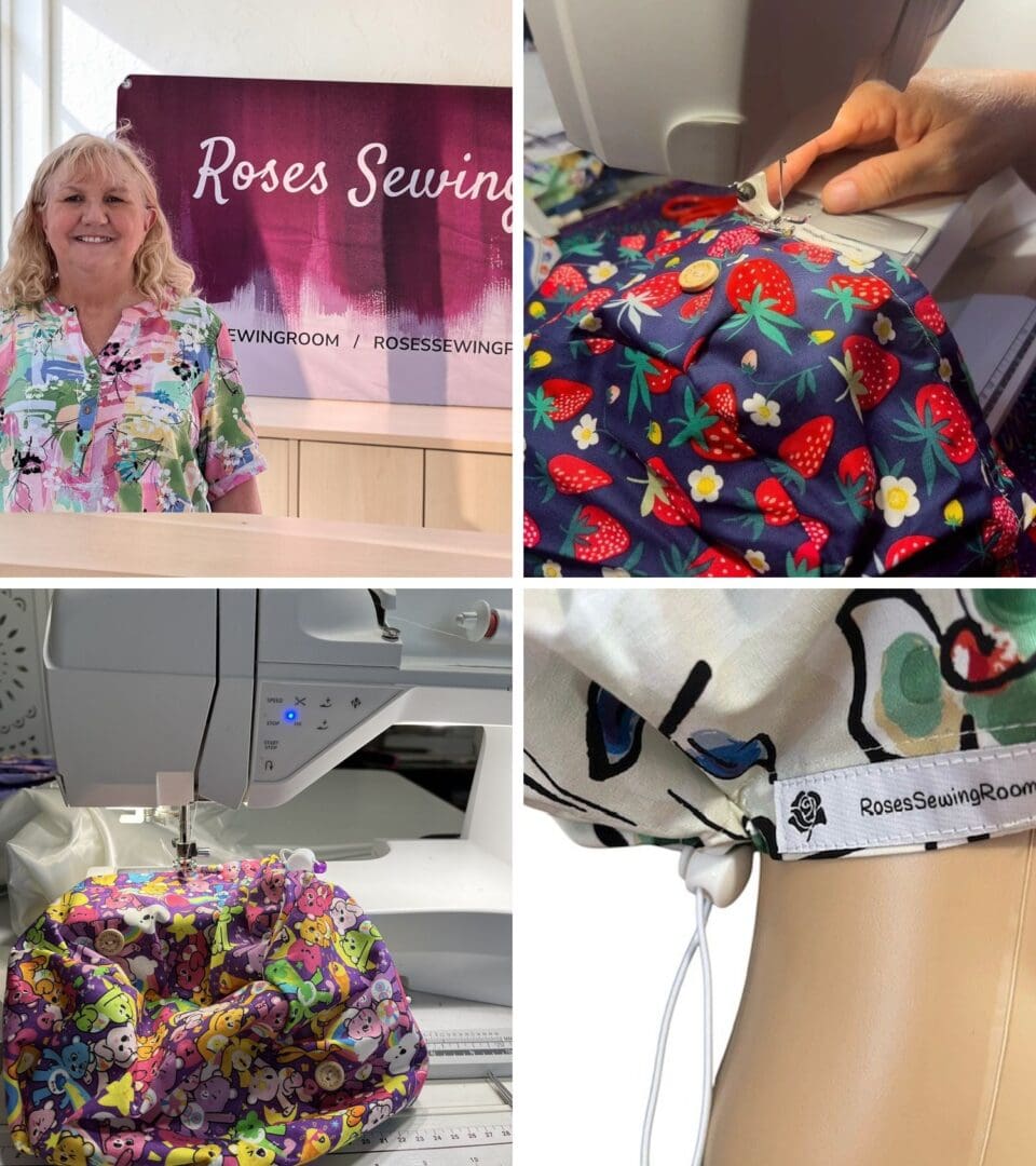 Rose Ives and her handmade scrub caps