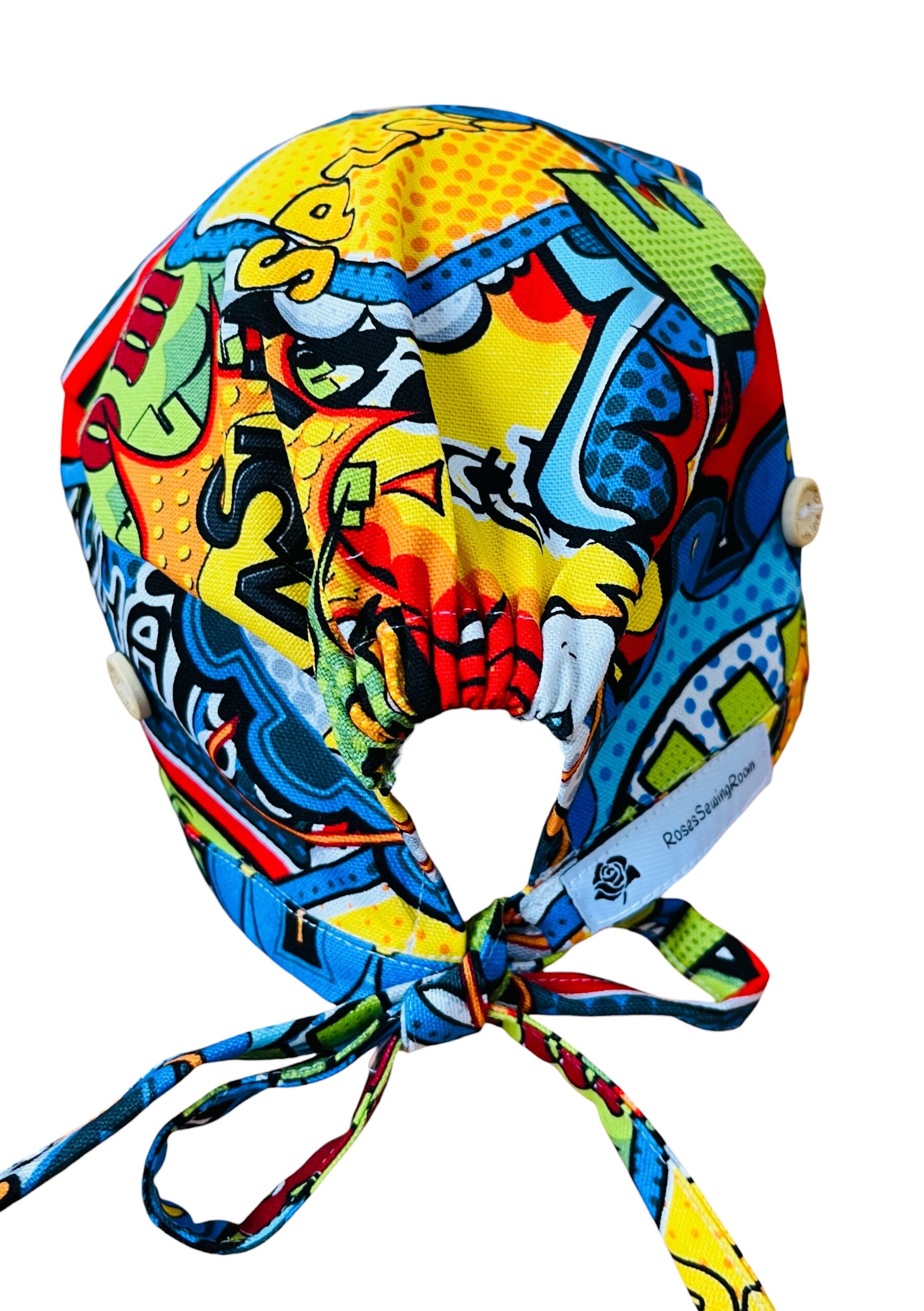 Zap Attack Scrub Cap. Fabric Tie - Image 5