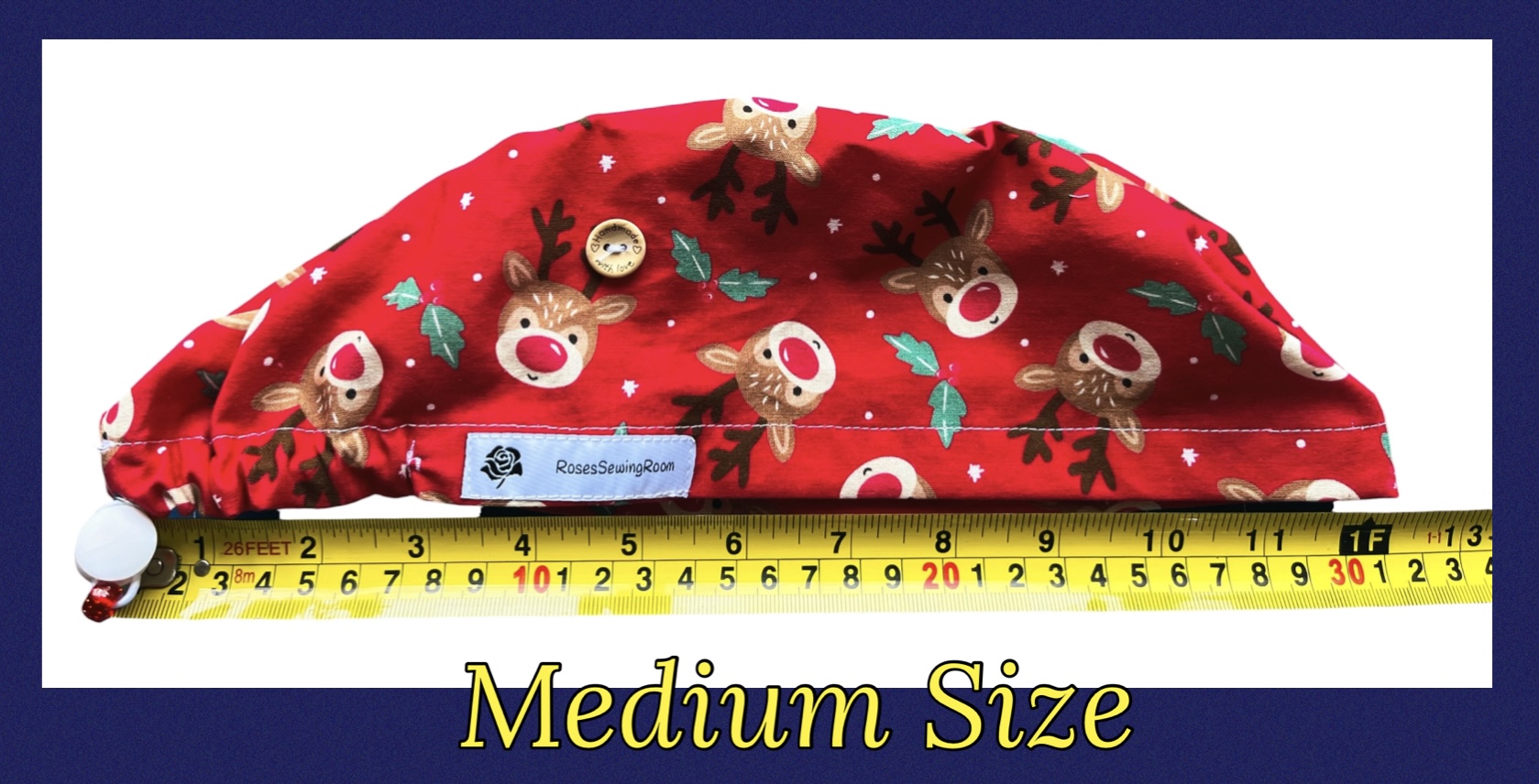 Christmas Reindeer Red Scrub Cap - Image 8