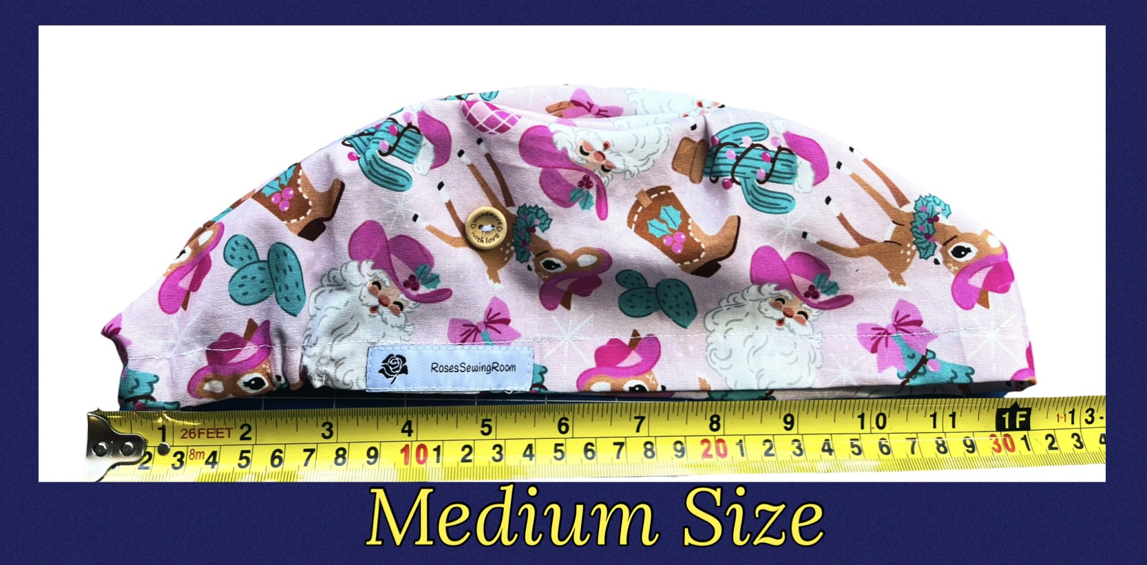 Christmas Pink Cowgirl Pink Scrub Cap - Image 7