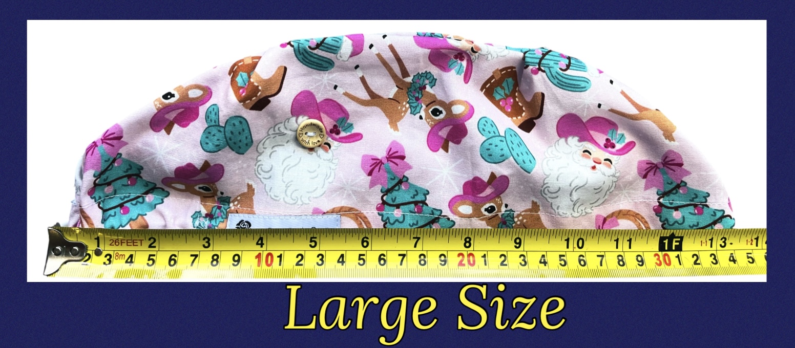 Christmas Pink Cowgirl Pink Scrub Cap - Image 8