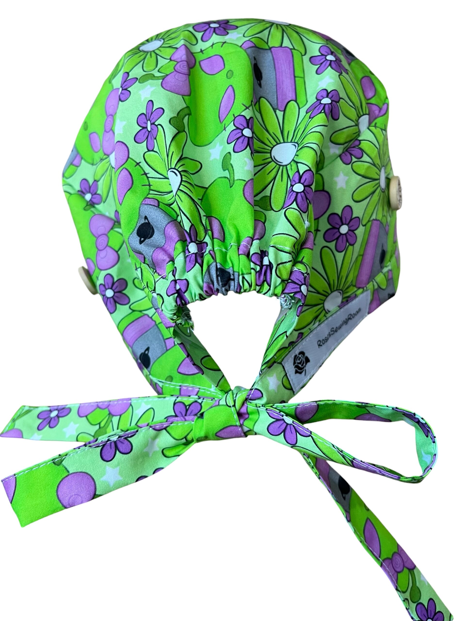 Alien Cats Scrub Cap. Fabric Tie - Image 5