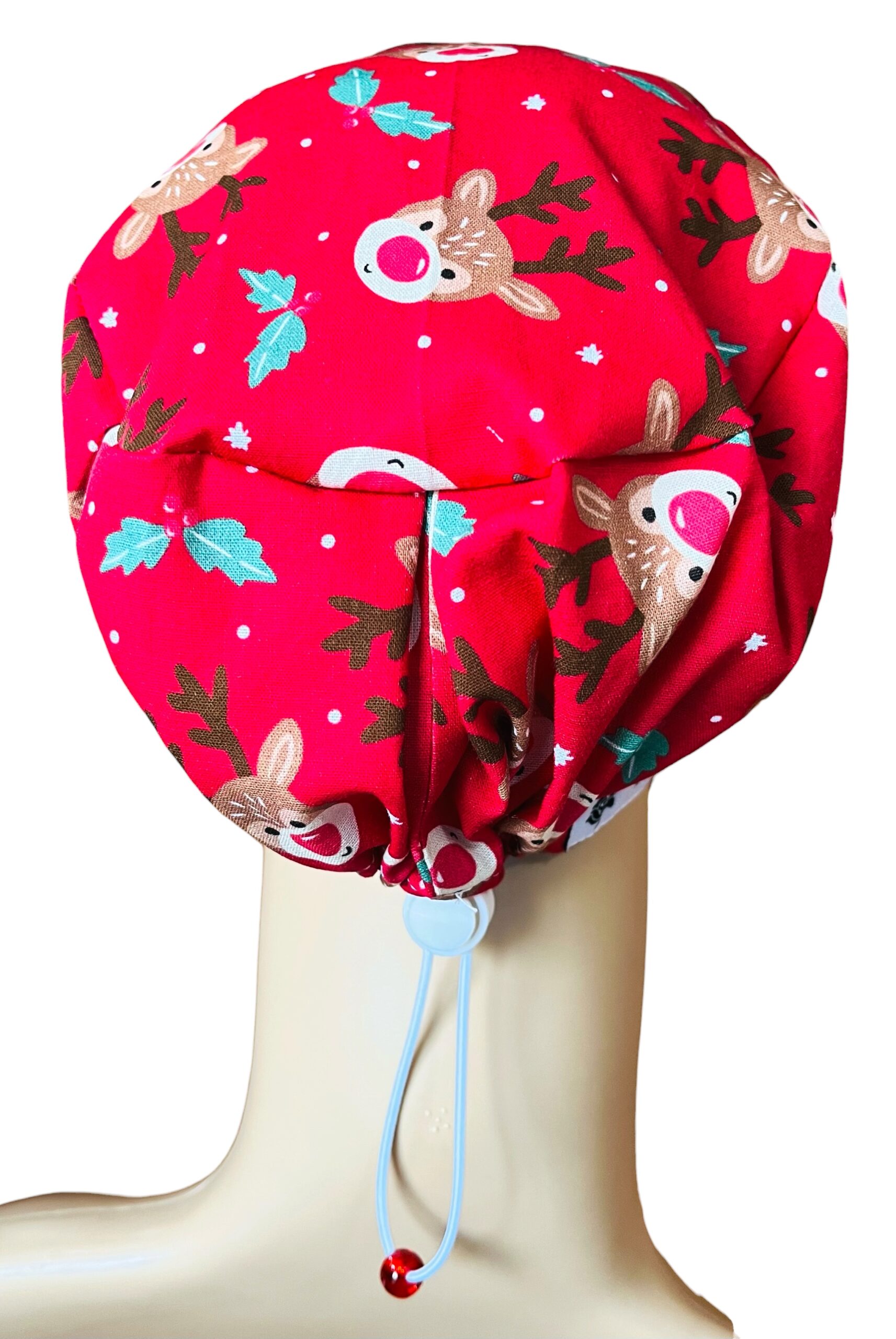 Christmas Reindeer Red Scrub Cap - Image 4